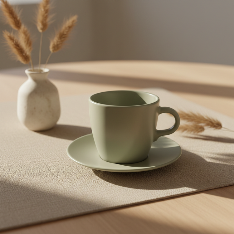 Light green cups and saucers (set of 6)