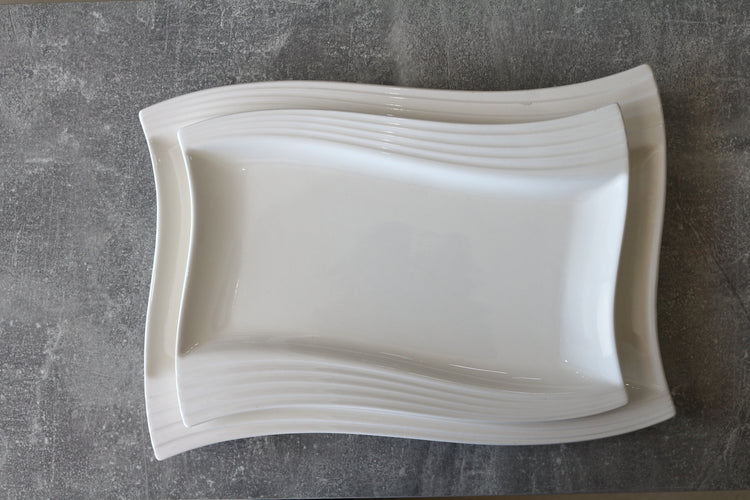 WHITE CERAMIC RECTANGULAR SERVING PLATE 11''
