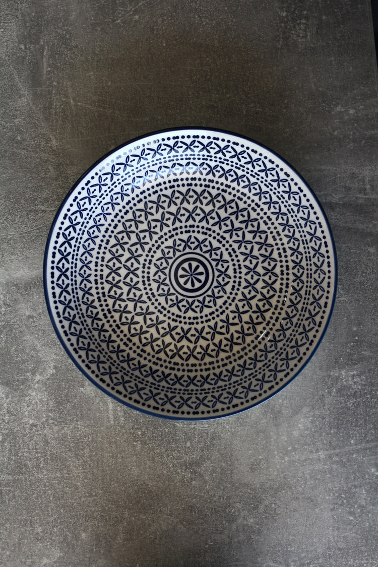 WHITE & BLUE FLOWERED 6'' BOWL