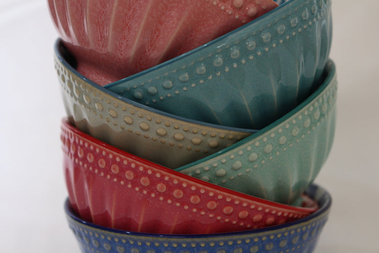 SET OF SIX MIX AND MATCH PORCELAIN BOWLS 6.1"