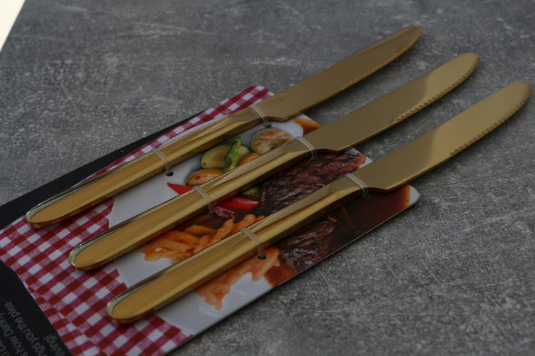 Golden dinner knives 3 pcs