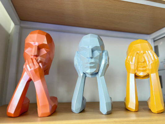 Geometric Thinking Man Sculpture – Yellow