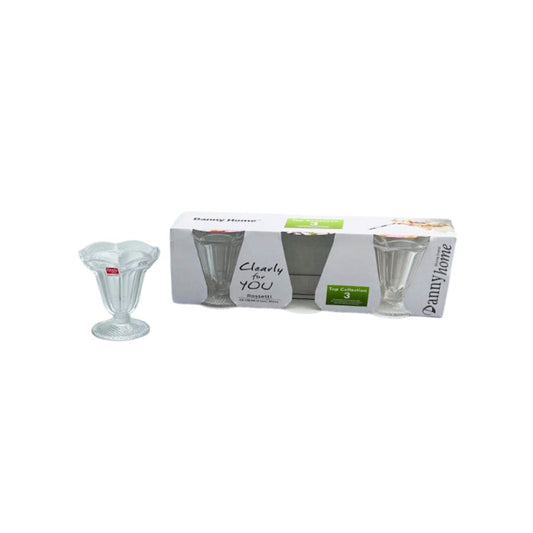 Danny Home Nora Ice Cream Glass Bowl Set – 3pcs | 185ml Each