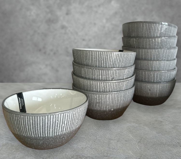 Stripe Grey-White Bowl 6.25”